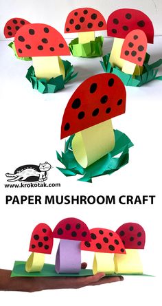 the paper mushroom craft is ready to be made