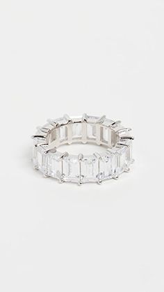 Cubic zirconia Sterling silver Imported, China | Adina's Jewels Baguette Eternity Band Baguette Eternity Band, Eternity Band, Eternity Bands, Eden, Diamond Ring, Cubic Zirconia, Jewelry Accessories, Jewelry Rings, Lookbook