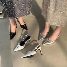 LBSFY - Pointed Toe Women Sandals Silver Black White 2024 New Arrivals Fashion Dress Shoes Stiletto Party Pumps Sexy Stiletto Pumps Size 5.5=35=22.5cmSize 6=36=23cmSize 6.5=37=23.5cmSize 7=38=24cmSize 7.5=39=24.5cm Summer Dresses Shoes, Female Shoes, Party Pumps, Girls Heels, Shoe Show, Lace Up Sandals, Stiletto Pumps, Sandals Brands, Women Sandals