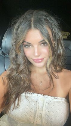 Two Loose Braids Messy, Cute Hair For Long Hair, Wavy Braided Hair, Hair 2024 Summer, Swoopy Curtain Bangs, Wavy Girl Hairstyles, Hairstyles For Wavy Hair Natural, Hair Styles For Brown Hair, Hair Ideas For Brunettes Styles