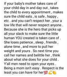 the text on this page reads, if your baby's mother takes care of her child