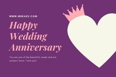 a wedding anniversary card with a heart and a crown