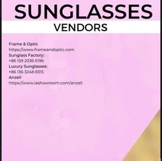 a pink poster with the words sunglasses vendors