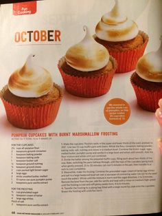 an image of some cupcakes with marshmallow frosting on them for october