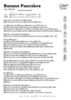 the banana pancakes sheet music for guitar with chords and tabulas, including notes