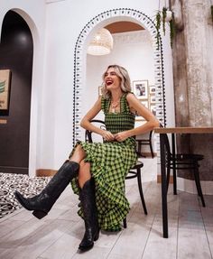 Maxi Dress With Cowboy Boots, Corporate Cowgirl, Cowboy Boots Outfit Summer, Dress With Cowboy Boots, Dress And Cowboy Boots Outfit, Western Boot Outfit, Black Cowboy Boots Outfit, Mountain Chic, Summer Boots Outfit