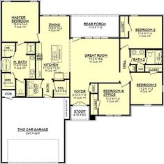 the floor plan for a house with two car garages and an attached living area