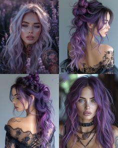 Purple hair, violet hair, hair color, hair dye, hair style, colorful hair, vivid hair colors, purple hair lovers Bride With Purple Hair, Purple Prism Hair, Purple Hair Bride, Attractive Hair Color, Pink And Lavender Hair, Purple Hair Ombre, Beachwaves Hairstyles, Purple Balayage Hair, Lavender Balayage