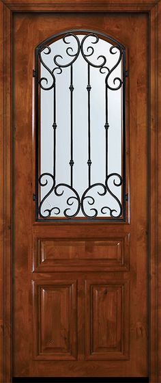 Buy (E19662WV) Exterior door made by GlassCraft starting at $1680.0000 online. Customize the item within available options to meet your requirements and get the adjusted price real time or add the item to Quote for more customization. This item is available in Single Door door systems and is made of Wood (Knotty Alder) species. This Rustic-Old World door is an excellent fit for your house. The estimated ship lead time is Slab Doors: 10 business days , Prehung: 2-3 weeks; Pre-finished:  add 1-2 w Alder Doors, Slab Doors, Iron Straps, Single Door Design, Door Crafts, Wood Exterior Door, Brick Molding, Glazed Glass, Knotty Alder