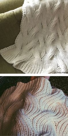 two pictures show the same blanket as they are made