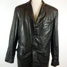 Remy Black Fine Leather Jacket Size 40 Fully Lined(Black Paisley Lining) Inside Pockets(3) Flap Pockets Outside Gorgeous Finish Condition: Mint! Measures Length 30 Underarm To Underarm 21 (Fits Medium To Large Use Measurements) Shoulder 18 Sleeve 25 Formal Black Single-breasted Leather Jacket, Black Leather Single-breasted Blazer, Sleek Single-breasted Leather Jacket With Long Sleeves, Vintage Single-breasted Leather Jacket With Lapel Collar, Fitted Single-breasted Leather Biker Jacket, Flap Pocket, Shirt Jacket, Blazer Jacket, Mens Jackets