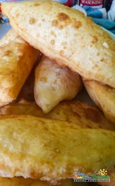 some fried food is stacked on top of each other