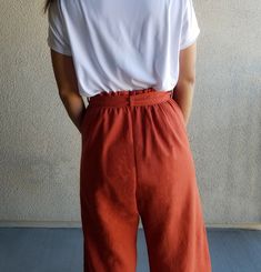 "* Super comfortable wide-leg pants, they are like hidden pajamas! * This fabric is soft like butter and it doesn't wrinkle much, so no ironing is needed, which means more time for you! * High waisted with an elastic band, for extra comfort. * Paper bag waist * You can wear them with and without the tie * Two big pockets * Lengthen or shorten up to 15cm / 6in at no extra cost, just let me know in the comments. | SIZES | Please check the measurements carefully. All fabrics are pre-washed and drie Linen Paperbag Waist Pants For Workwear, High-waisted Cotton Harem Pants For Day Out, Cotton High-waisted Harem Pants For Day Out, High Waist Linen Wide Leg Loungewear Pants, Casual Linen Paperbag Waist Bottoms, Summer Wide Leg Relaxed Fit Harem Pants, Summer Harem Pants Relaxed Fit Wide Leg, Cotton Wide Leg Harem Pants For Day Out, Summer Wide Leg Harem Pants