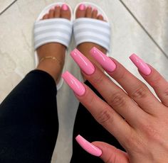 Pink Nails Acrylic Long, Nails Pink Summer, Holographic Nails Acrylic, Nails Acrylic Long, Pink Nails Acrylic, Almond Nails Pink, Pink Toe Nails, Pink Tip Nails, Toes Nails