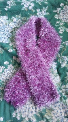 Purple And White Crocheted Scarf by CraftingAddiction on Etsy Arthur Christmas, Flag Beads, White Eyelashes, Crocheted Scarf, Beautiful Baby Blanket, Eyelash Yarn, Crochet Dragon, Custom Crochet, Custom Cartoons