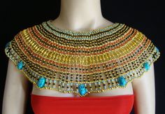 Huge Ancient Egyptian Beaded Cleopatra Collar by CleopatraCollar, $30.00 Egyptian Kings And Queens, Egyptian Wedding, Necklace Collar, Color Beads, Lovely Necklace, Collar Necklace