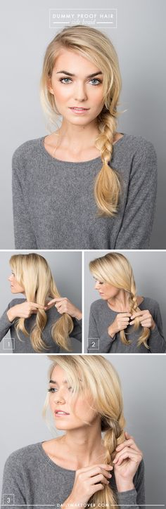 5 Dummy Proof Hairstyles That Everyone Can Master Read more: http://www.dailymakeover.com/trends/hair/dummy-proof-hairstyles/#ixzz3OwZTK3s7 Easy Side Braid, Lazy Day Hairstyles, Side Braid Hairstyles, Lazy Hairstyles, Types Of Braids, Easy Braids, Side Braid, Braided Hairstyles Easy, Gorgeous Hair