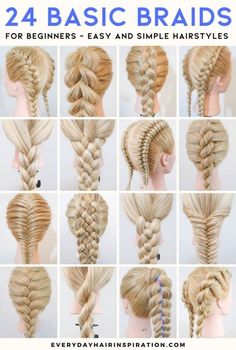 In this post, you will learn how to do 24 easy braids for beginners. Full talk through video with braids perfect for summer 2021 - No sweaty necks!... #braidhairstyles Easy Braids For Beginners, Braids For Beginners, Hairstyle Color, Beautiful Braided Hair, Shorthair Hairstyles, Bob Haircut For Fine Hair, Long Hair Wedding Styles, Greasy Hair Hairstyles, Bob Haircuts For Women