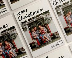 several christmas cards with family photos on them