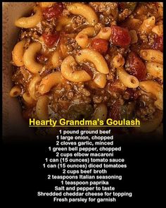 a recipe for hearty grandma's goulash