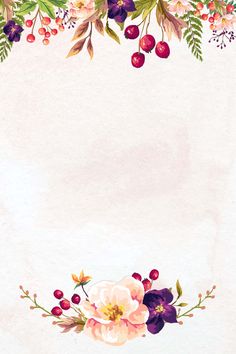 an artistic floral background with watercolor flowers and berries