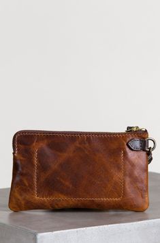 Santa Fe Bison Leather Wristlet Clutch | Overland Formal Rectangular Bag With Wrist Strap, Everyday Handheld Clutch With Wrist Strap, Handheld Clutch With Wrist Strap For Everyday Use, Coin Purse Clutch With Wrist Strap, Travel Clutch Pouch With Coin Pocket, Classic Clutch With Wrist Strap For Everyday Use, Rectangular Clutch With Zipper Pouch For Formal Occasions, Rectangular Clutch With Zipper Pouch For Formal Events, Formal Rectangular Clutch With Zipper Pouch