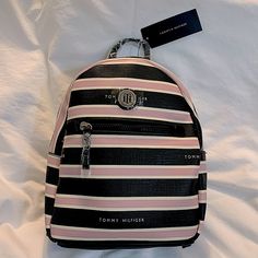 Sooo Cute! Tommy Hilfiger Black Bags For Daily Use, Black Tommy Hilfiger Bag For Daily Use, Trendy Tommy Hilfiger Bags, Trendy Tommy Hilfiger Bags With Zipper Closure, Tommy Hilfiger Bags, Mini Bags, Mini Backpack, Pink Black, Mini Bag