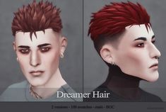 two renderings of the same male with red hair and piercings on his ears