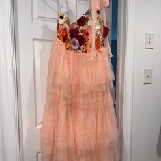 Nwt Floral Tulle Dress Beautiful Tiered Tulle Dress One Shoulder Adjustable With Tie And Floral Lapels Nothing Wrong With The Dress Just Never Wore It! Tiered Tulle Dress, Floral Tulle Dress, Dress One Shoulder, Dresses Floral, Easter Dress, Tulle Dress, Dress Beautiful, Dress First, Just Me