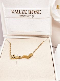 " Declare Your Love with 'Love You Beautiful' Necklace 💕✨ Express your heartfelt sentiments with this stunning "Love You Beautiful" necklace, coated in 14K gold and presented in a beautiful Bailee Rose gift box complete with a meaningful card. This thoughtful gift is the perfect way to remind your loved one just how much they mean to you. But that's not all! This necklace is designed to be worn every day, wherever you go. It's waterproof, sweatproof, and made with premium quality materials, so Valentine's Day Heart Pendant Name Necklace With Adjustable Chain, Tarnish Resistant Necklace For Anniversary, Mother's Day, Tarnish Resistant Necklaces For Anniversary And Mother's Day, Tarnish Resistant Necklaces For Mother's Day Anniversary Gift, Anniversary Name Necklace With Adjustable Chain For Valentine's Day, Valentine's Day Gift 14k Gold Necklace, Valentine's Day Heart Necklace Gift, Valentine's Day Anniversary Name Necklace With Clavicle Chain, Gold Heart-shaped Name Necklace As A Gift