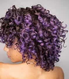 Undercolor Hair, Curly Purple Hair, Purple Highlights Brown Hair, Pink Hair Streaks, Purple Brown Hair, Blond Rose, Purple Hair Highlights, Medium Length Curly Hair