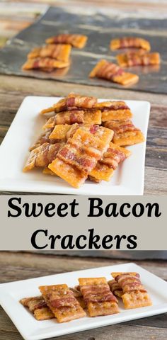 sweet bacon crackers on a white plate