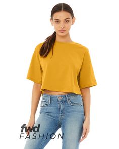 Ladies' Jersey Cropped T-Shirt - MUSTARD - 2XL | Bella + Canvas Women's Jersey Cropped T-Shirt in Mustard Size 2XL | Cotton B Wholesale Clothing Distributors, Oversize Sleeves, Yellow Crop Top, Womens Jersey, Cropped T Shirt, Crop Top Blouse, Sleeves (women), Crop Tshirt, Crop Tee