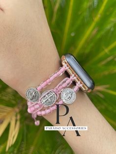 Banda de reloj Apple Watch de San Benito en color rosado  Saint Benedict Apple Watch Band in pink Pink Watches With Adjustable Bracelet Strap, Pink Watches With Bracelet Strap And Adjustable Fit, Pink Watches With Bracelet Strap For Gift, Pink Watches With Bracelet Strap As Gift, Jade Crystal, All Band, Saint Benedict, All I Ever Wanted, Agate Crystal