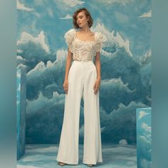 Open To Offers Gemy Maalouf Straight Cut Pant Us Size 2/ Uk Size 6 Pants Wedding Dress, Bridal Pant Suit, Bridal Pants, Cropped Linen Trousers, Straight Cut Pants, Lounge Pants Womens, Straight Leg Pant, White Halter Maxi Dress, Fashion Inspiration Design