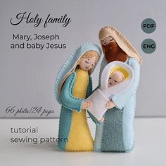 a nativity scene with the birth of jesus and mary, joseph and baby jesus