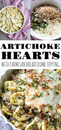 artichoke hearts with parmesan breadcrumb topping in a casserole dish