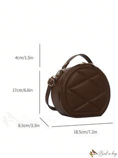 BirdinBag - Brown Quilted Mini Circle Bag with Adjustable Strap and Zipper Closure - Fashionable PU Material Trendy Round Case Bags For Everyday Use, Brown Round Case Bag With Detachable Strap, Brown Round Case Shoulder Bag, Round Case Bag With Zipper For Daily Use, Brown Round Case Shoulder Bag For Travel, Round Case Bags With Removable Pouch For Daily Use, Round Case Bag With Removable Pouch For Daily Use, Round Case Travel Bag With Zipper Closure, Circle Bag