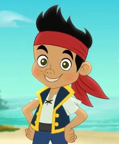 a cartoon character is standing on the beach with his hands on his hips and looking at the camera