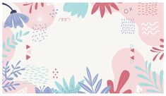 an abstract floral background with pink, blue and green leaves