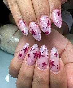 💅 nailssjunkie 👈 Instagram Pink Chrome Star Nails, Nail Trends 2020 Summer, Lover Inspired Nails, Cool Nail Art Designs Unique, Nail Inspo Pink, Nails Star, Henna Nails, Spring Acrylic Nails, Star Nails