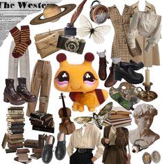 a collage of clothing, shoes, and other items in the shape of an animal