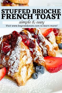 french toast with berries and powdered sugar on top