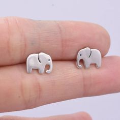 Elephant Stud Earrings in Sterling Silver Cute Fun Quirky - Etsy Silver Animal Design Jewelry For Gifts, Silver Jewelry With Animal Design For Gift, Animal Design Jewelry Gift, Elephant Earrings Studs, Dog Earrings, Stacked Earrings, Buy Earrings, Semi Precious Jewelry, Opal Earrings Stud