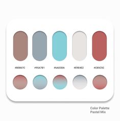 the color palette for pastel mix is shown with different shades and colors on it