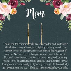 a mother's day poem with flowers and leaves on the bottom, in front of a black background