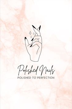 the logo for polished nails is shown on a pink marble background with black lettering that reads polished nails polished to perfection