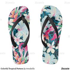 Colorful Tropical Pattern #flipflops  #idealgifthunt Multicolor Summer Beach Patterns, Multicolor Patterns For Summer Beach, Casual Multicolor Patterns For Summer, Pink Mini Fridge, Hawaiian Sandals, Popular Sandals, Best Flip Flops, Cute Flip Flops, Pattern Flip Flops