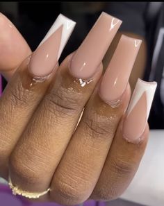 Acrylic Nail Designs Coffin, Beige Nails, Design Nails, Press Ons