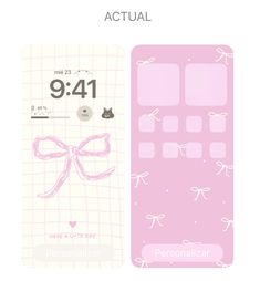 the back side of a cell phone with a pink bow on it's screen